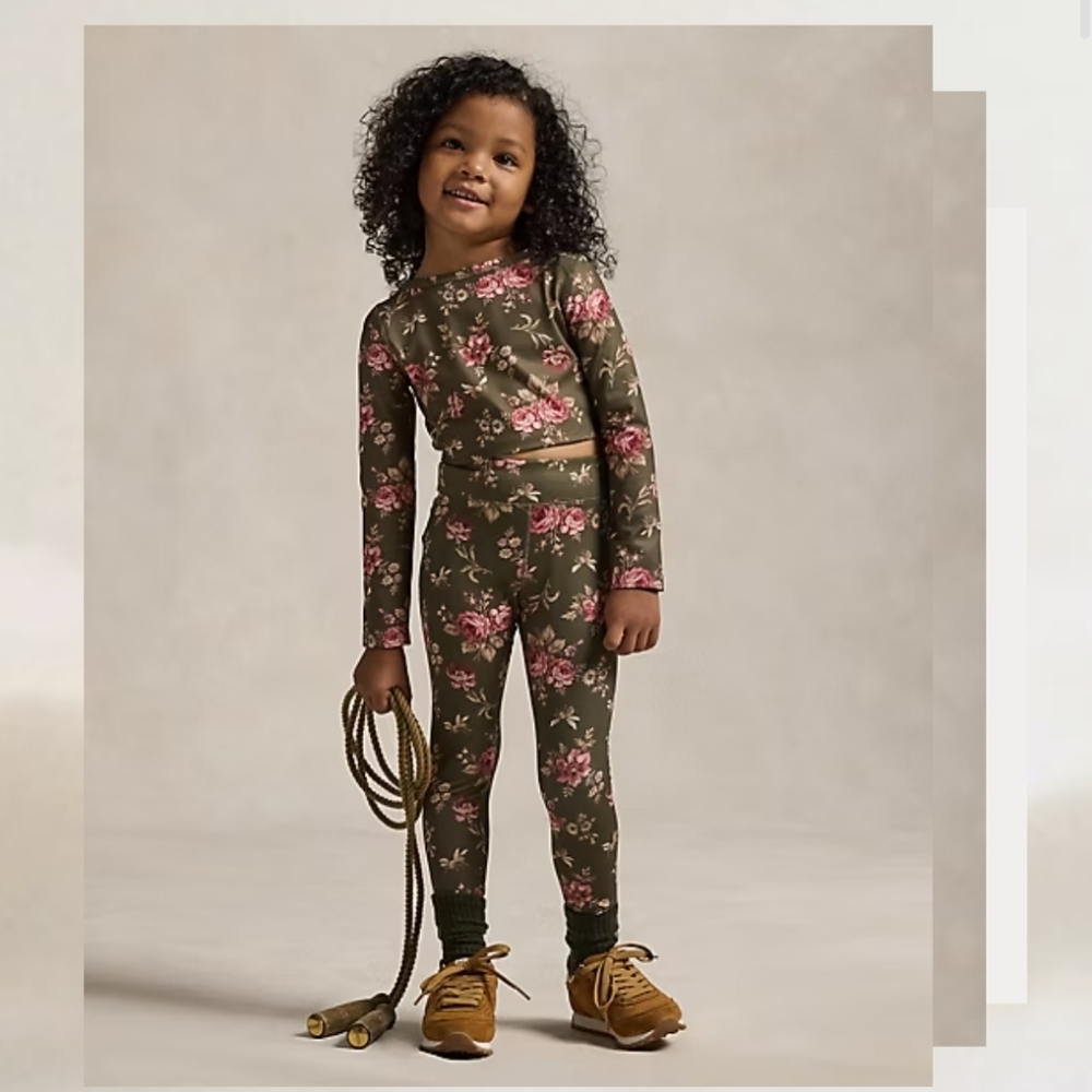 Polo by Ralph Lauren Gray and Kahki Performance Tee And Legging Set